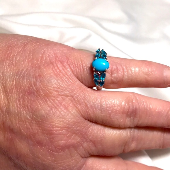 Real Sleeping Beauty w/ Paraiba colored Apatite Sz 5 - Picture 7 of 9